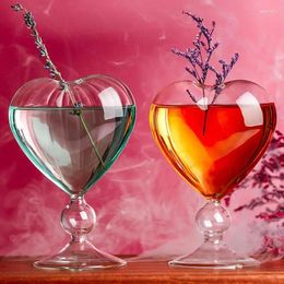 Wine Glasses Valentines Day Cups Heart Shaped Clear Glass Cocktail Mugs 210ml Creative Lightweight Juice Romantic Stable Party Favors