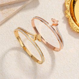 Bangle Stainless Steel Gold Plated Bracelets Bangles For Women Girl Frost Butterfly Design Fashion Jewellery Party Accessories