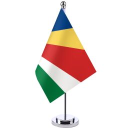 Accessories 14x21cm Office Desk Flag Of Seychelles Banner Boardroom Table Stand Pole The Seychelles National Flag Set Meeting Room Decor
