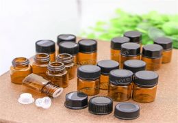 100pcs Small Amber Essential Oil Bottle With Plastic Lid1ml Glass Bottle Mini Brown Glass VialsMini Glass Container 2010131601352