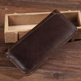 Wallets Genuine Leather Men Long Wallet Bifold Purse Holder Cash Pocket Male Cowhide Clutch Coin Handbags&Purses Money Bag