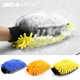 Gloves SEAMETAL DoubleSide Car Wash Gloves Microfiber Coral Fleece Cleaning Wash Tools Thick Soft Anti Scratch Glove Car Washing Mitt