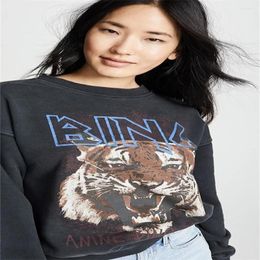 Women's Hoodies Spring North American Niche Tiger White Ink Digital Printing Wash Water Stir-fry Color Snow To Do Old Hoodi