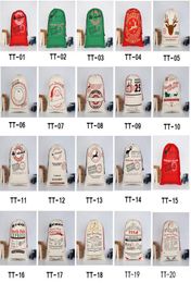 30 Styles Cartoon Large Organic Santa Claus Snowman Christmas deer Sack Drawstring Canvas Christmas Gift Bag for kids8620655