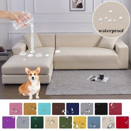 Linens 1/2/3/4 Waterproof Elastic Corner Sofa Covers Seats Solid Couch Cover Polyester L Shaped Sofa Slip Protector for Pets and Kids