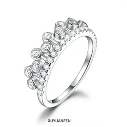 Cluster Rings XUYUANFEN's -selling 925 Sterling Silver Zircon Crown Ring For Female Niche Light Luxury Versatile And Minimalist In Europe