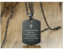 Bible Verse Necklace Stainless Steel Mens Necklace Dog Pendant Religious Jewellery Black For Christian Prayer Gift 4Uvgc6226669