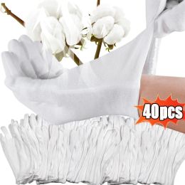 Gloves New White Soft Cotton Work Gloves for Dry Hands Handling Film SPA Gloves Ceremonial High Stretch Gloves Household Cleaning Tools