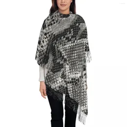 Scarves Women Scarf Warm Soft Black And Gray Snakeskin Wraps Classic Animal Skin Print Shawls Winter Designer Foulard