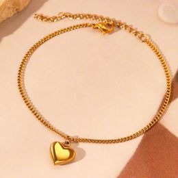 Link Bracelets Stainless Steel Bracelet Cubic Peach Heart Pendant Trendy Exquisite For Women Jewellery Gifts Everyday Wear