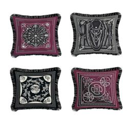 Classic Black White Sofa Decorative Pillow Cases European Luxury Tassel Cushion Covers Double Side Printing Pillowcases3785071