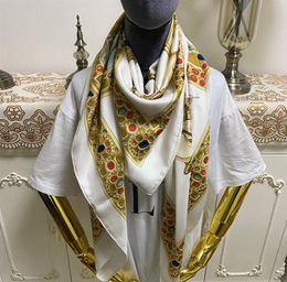 New style women039s square scarf good quality 100 twill silk material white Colour pint pattern size 130cm 130cm9321761