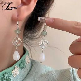 Dangle Chandelier Silver jade earrings safety buckle Chinese earrings womens summer temperature ancient style internet celebrity Jewellery XW