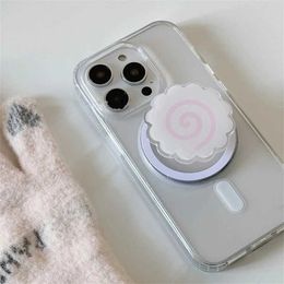Cell Phone Mounts Holders Korean Cute Fish Cake Rolls For Magsafe Magnetic Phone Griptok Grip Tok Stand For iPhone Funny Foldable Wireless Charging Holder