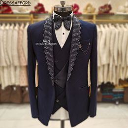 handsome rhinestone mens suit new fashion groom suit wedding suits for best men slim fit groom tuxedo for man in stock free shipping (Jacket+Pants )