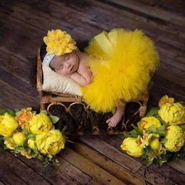 tutu Dress Princess Coral Newborn tutu and headband Baby photography prop Cake Smash Outfit Sweet Baby Shower Gift Sunflower Tutu d240507