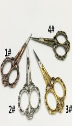 4 Colours Vintage Floral Pattern Scissors Seamstress Plum Blossom Tailor Scissor Antique Sewing Scissors for Fabric Tool7763030