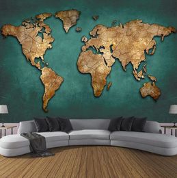 Custom Mural Retro Nostalgic 3D Stereoscopic Embossed World Map Po Wall Fresco Bedroom Study Room Restaurant Decor Wallpaper6654477