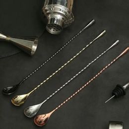 304050cm Stainless Steel Long Handled Cocktail Mixer Bartender Bar Spoon Counter Wine Glass Kit Accessories Whisky Shaker 240428