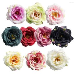 Decorative Flowers 10pcs Mini Peony Flower Head Artificial Wedding Party Christmas Home Decoration Craft Ornaments 11cm