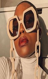 Chic Vintage Polygon Chain Sunglasses Women New Fashion Oversized Hexagon Sun Glasses Female Punk Eyewear Men Shades S3095892232