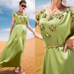 Ethnic Clothing Eid Muslim Dress For Women Diamond Robe Arab Ramadan Green Abayas Caftan Kaftan Elegant Vestidos African Party Dresses