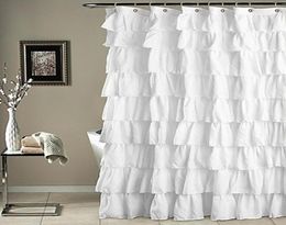 LumiParty Plain Colour Waterproof Corrugated Edge Shower Curtain Ruffled Bathroom Curtain Decoration25 C181122014730034