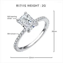 Cluster Rings Korean-style Jewelry 925 Sterling Silver Zirconia Ring Fashion Design Diamond-encrusted Ring.