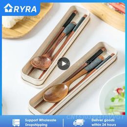 Dinnerware Sets Wooden Cutlery Set Phoebe Hand Polished Deepening Levelling Smooth Edges With Storage Box Kitchen Gadgets Long Handle Soup