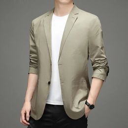 Spring and Autumn Cotton Linen Blended Suit Mens HighEnd Affordable Luxury Single Western Korean Casual Jacket 240422