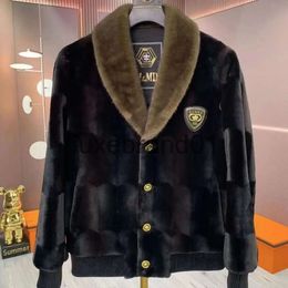 Masculino Down Parkas Winter Winter Faux Mink Fur Jackets for Men Turndown Collar Coats de luxo 231124