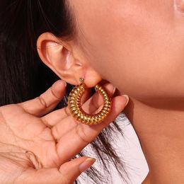Hoop Earrings Classic Vintage Spiral Tyre Shape Stainless Steel For Women 2024 Fashion Jewellery And Accessories Woman