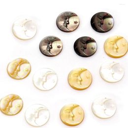 Pendant Necklaces High Quality Round Natural Mother Of Pearl Shell Carved Star Moon Charms For DIY Jewelry Making Necklace Earring