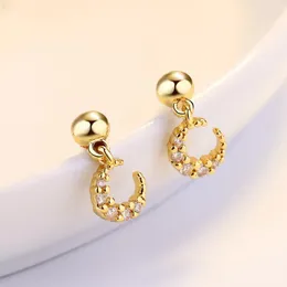 Stud Earrings S925 Silver Plated Studs For Women Fashion Simple Moon Delicate Small Charm Jewellery