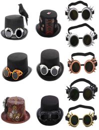 Retro Gothic Men Steampunk Hat Plague Doctor Cosplay Hats Caps Steam punk Cyber Goggles Glasses Halloween Party Magician Props6942279