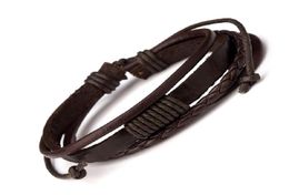 Fashion Mens Leather Charm Bracelets Handmade Design Hip Hop Jewelry Punk Filling Pieces Black Brown Designer Braided Bracelet for1145580