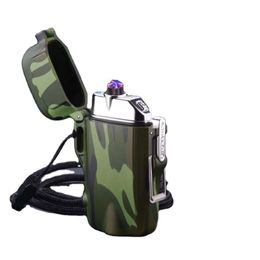 Camping Waterproof Windproof Plasma Lighter Electronic Charging Lighters With Led Flashlight