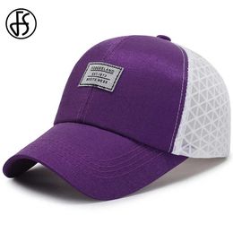 Ball Caps FS Purple Breathable Baseball Cap For Men Adjustable Summer Trucker Hats Stylish Letter Brand Women Caps Gorras Hombre 2024 Y240507