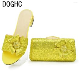 Casual Shoes Italian And Bags Matching Set Decorated With Rhinestone For Women 2024 Designer Luxury Low Heels Slip On Party Pumps