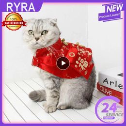 Cat Costumes Pet Dog Costume Chinese Style Suit Spring Festival Cape Neck Red Envelope Christmas Year Collar Bow Tie