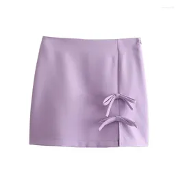 Skirts Women's Bow Decoration Mini Skirt Summer 2024 Women Casual Daily Elegant Style