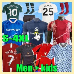 Retro RASHFORD MOUNT 88 90 91 92 93 95 24 25 United soccer jerseys RONALDO B. FERNANDES GARNACHO HOJLUND 06 07 08 2024 CASEMIRO Stone Roses men kids football shirt 3XL 4XL