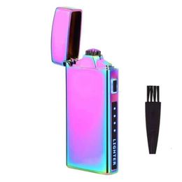 New Double Arc USB Rechargeable Cigarette Windproof Metal Electric Lighter