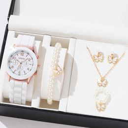 Women's Watches Luxury Women Necklace Earrings Bracelet Set es Butterfly Sile Strap Ladies Quartz Wrist