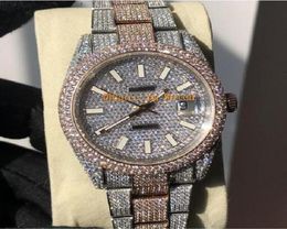 Full Diamond Watch Luxury Watch Iced Out Watch ETA2824 Automatic 41MM Men Silver Rose Gold Two Tone Waterproof 904L Stainless Set 9990383