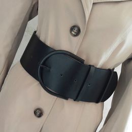 Fashion Classic round buckle Ladies wide leather belt Women's 2018 design high quality female casual leather belts for Coat 271W