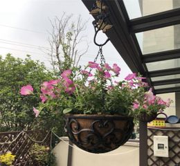 Half Round Cast Iron Hanging Flower Basket Rack Flower Pot Holder Heavy Metal Outdoor Garden Plant Holder Tray Hanger Antique Retr9986242