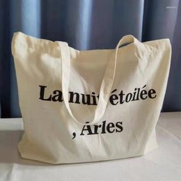 Shopping Bags Women Letter Prints Canvas Tote Bag Lady Eco Friendly Casual Shoulder Purse Large Capacity Shopper