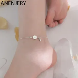 Anklets ANENJERY Silver Colour Shell Flower Tassel Anklet Bracelet For Women Adjustable Chain Jewellery Gifts Wholesale S-B409