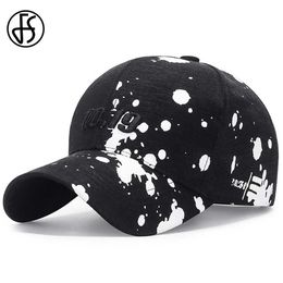 Ball Caps FS Black White Letter Embroidery Baseball Cap For Men Outdoor Sports Couple Hats Snapback Trucker Hat Summer Women Cap Casquette Y240507